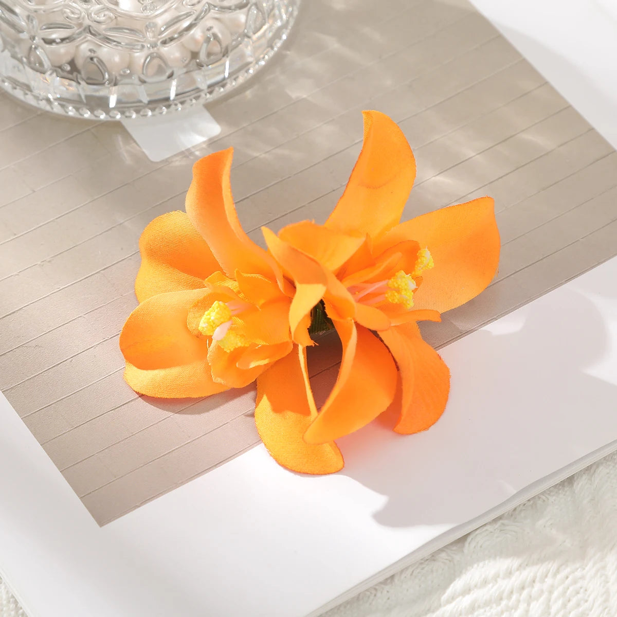 AWAYTR Cattleya Flowers Hairpin Artificial Floral Hair Clips Valentine Headwear Girl Hair Accessories Mother's Day Gift