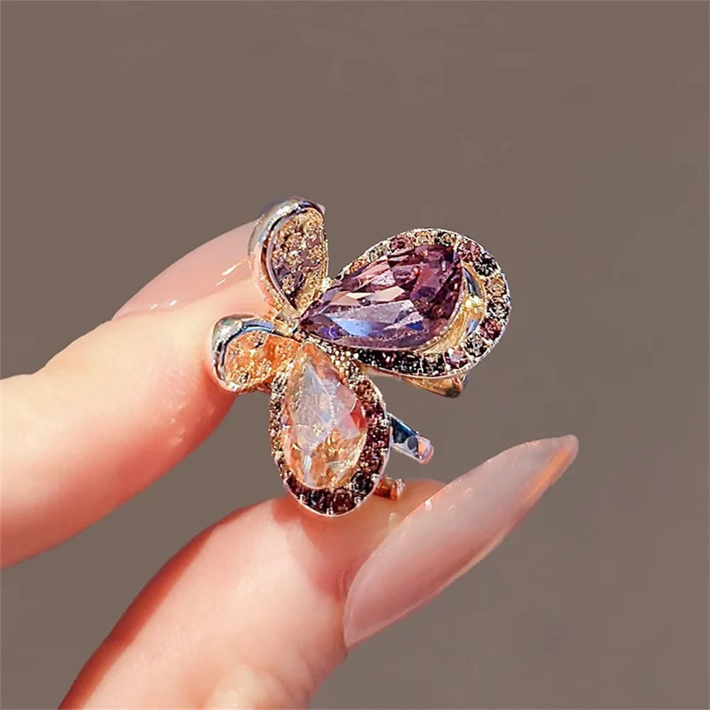 New Alloy Rhinestone Butterfly Bangs Hairpin Ponytail Hair Clip Elegant Hair Crab Delicate Hair Accessories