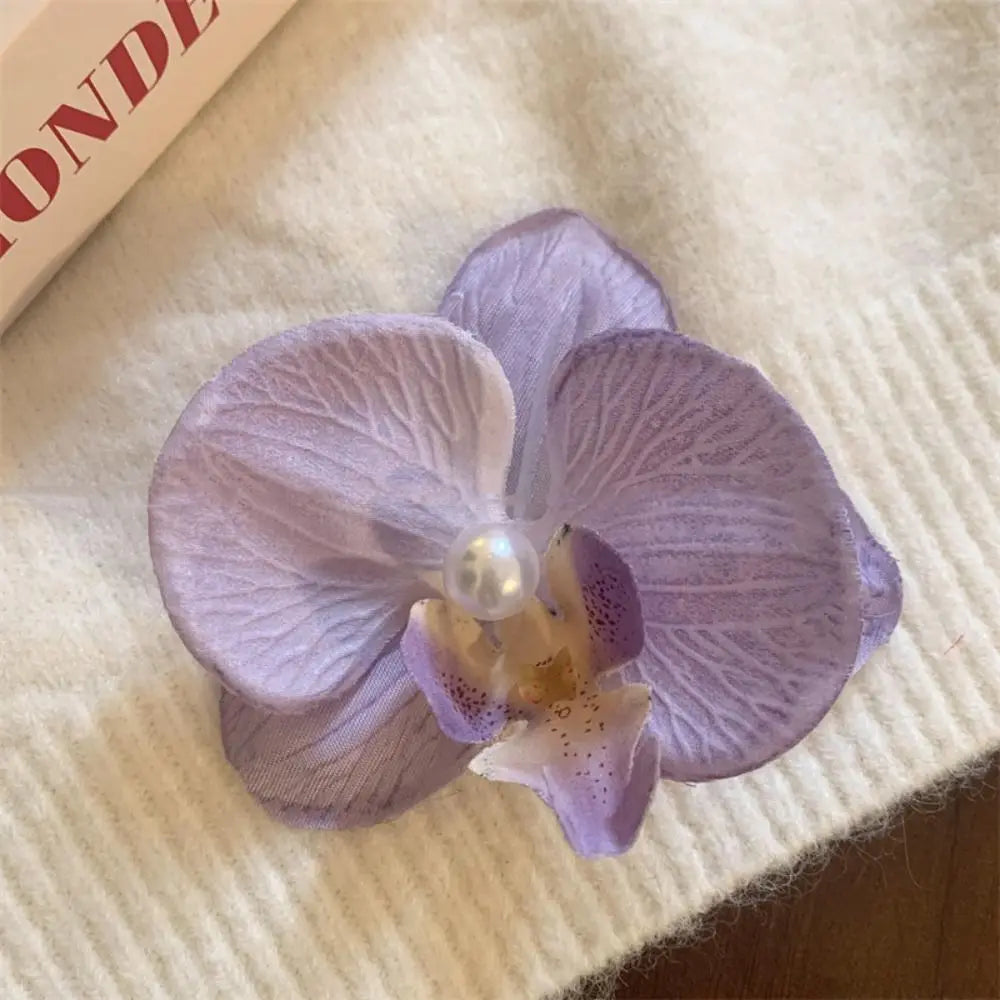 Pince à cheveux en forme de fleur d'orchidée rose, ornement pour cheveux, accessoires pour cheveux, barrettes bohèmes, barrettes latérales, coiffe, épingle à cheveux en forme d'orchidée