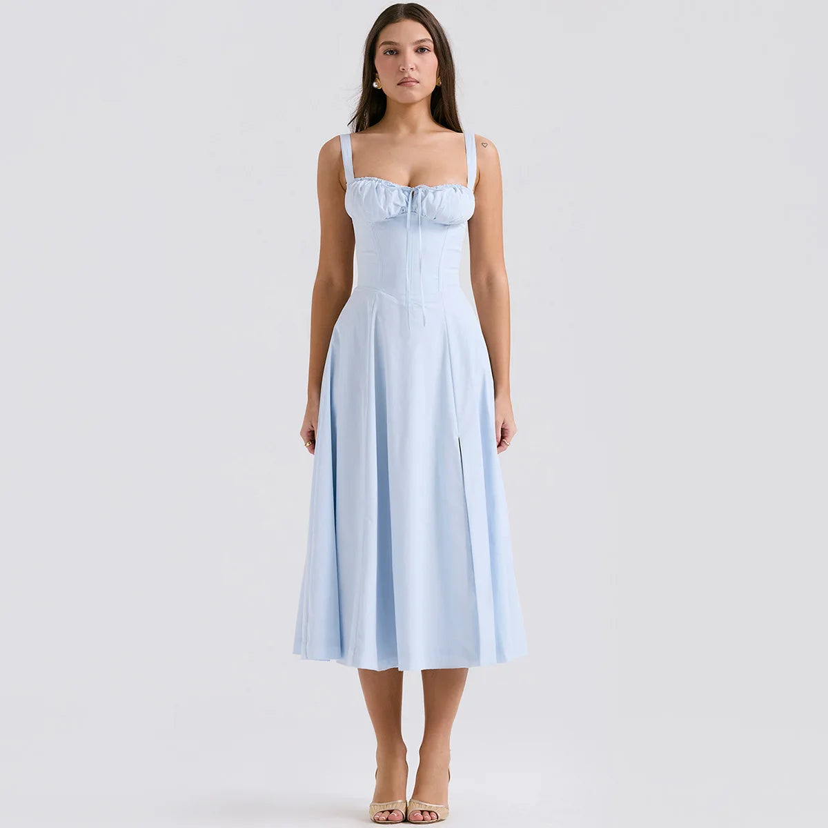 Mingmingxi – Robe d'été à imprimé floral, élégante, mi-longue, bretelles spaghetti, à lacets, coupe trapèze, décontractée, vêtements pour femmes, 2024