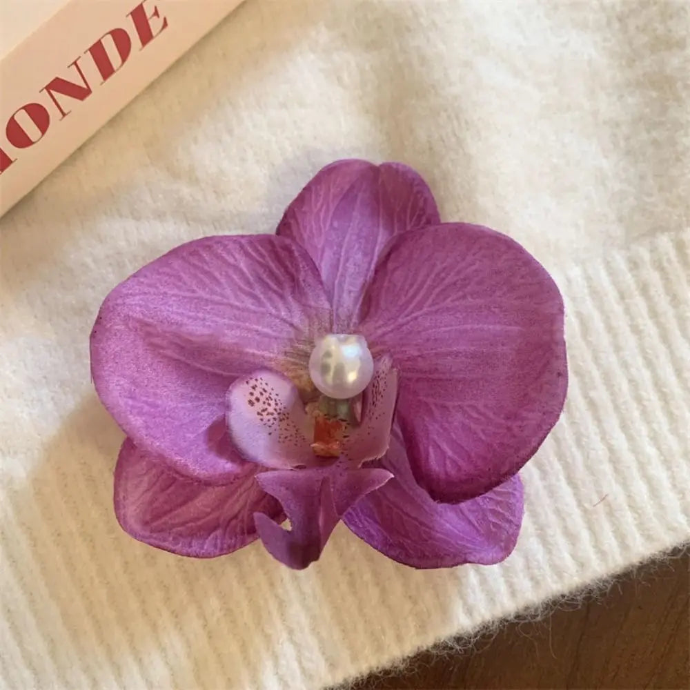 Pince à cheveux en forme de fleur d'orchidée rose, ornement pour cheveux, accessoires pour cheveux, barrettes bohèmes, barrettes latérales, coiffe, épingle à cheveux en forme d'orchidée