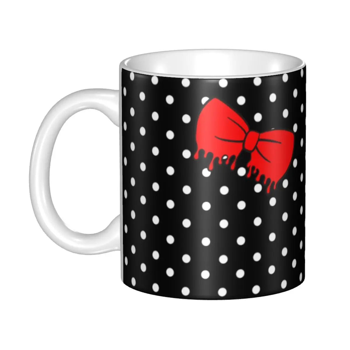 Cartoon Minnie Red Pink Coffee Mugs DIY Custom Polka Dot Bow Mouse Ceramic Mug Cup Creative Present