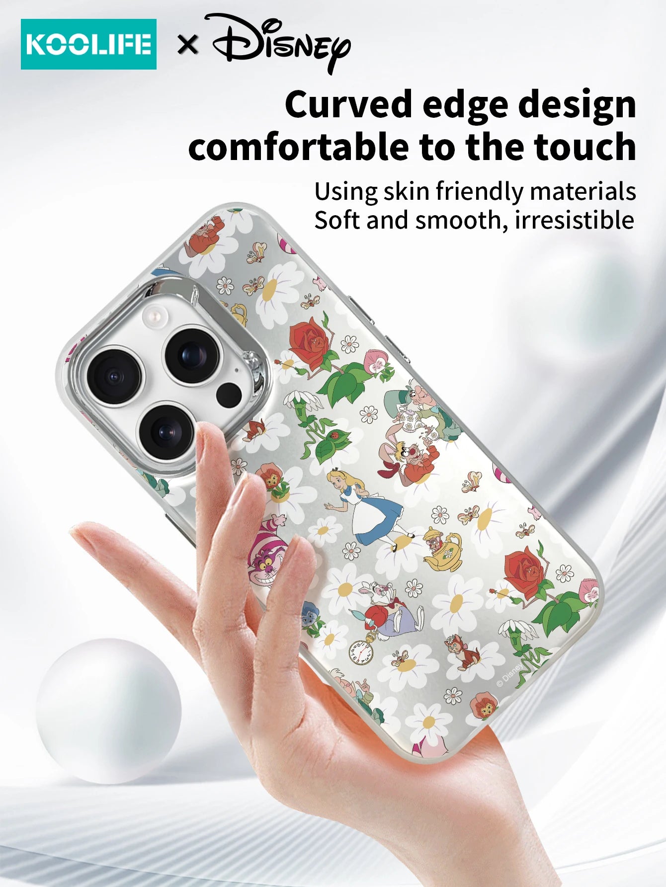 Koolife Alice in Wonderland - Daisy Disney Genuine Authorized Mobile Phone Protective Case for iPhone 11 12 13 14 15 16 Pro Max