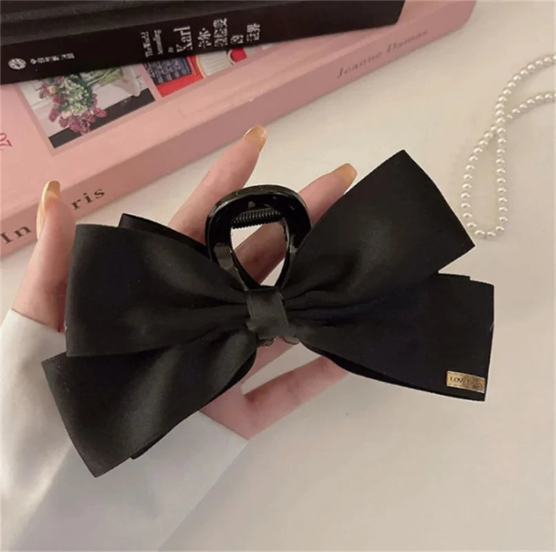 New Large Black Fabric Bow Grab Hair Clips Women's New Korean Style Hairpin Fashion Shark Cawl Clips Girls Hair Accessories