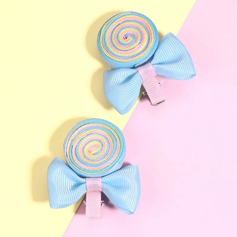 Nouvelles pinces à cheveux en forme de sucette, barrettes arc-en-ciel en forme de bonbon, épingles à cheveux pour bébés filles, couvre-chefs faits à la main, accessoires pour cheveux