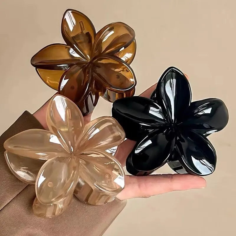 Korean Hawaiian Gradient Flower Hair Claw Clip For Women Girl Fashion Plastic Non Slip Hold Hairpin Barrette Hair Accessories