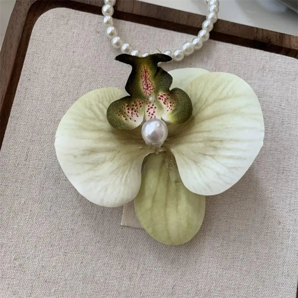 Pince à cheveux en forme de fleur d'orchidée rose, ornement pour cheveux, accessoires pour cheveux, barrettes bohèmes, barrettes latérales, coiffe, épingle à cheveux en forme d'orchidée