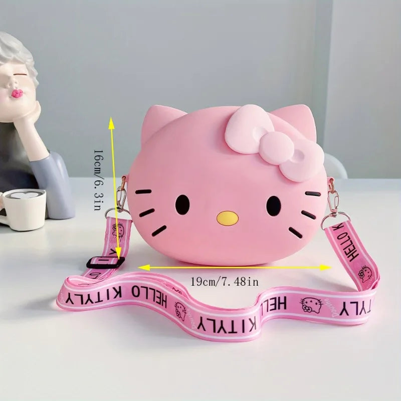 Kawaii Sanrio 3D Hello Kitty Silicone Bag Cartoon Mobile Phone Mini Crossbody Bag Cat Head Small Bags Size Coin Purse