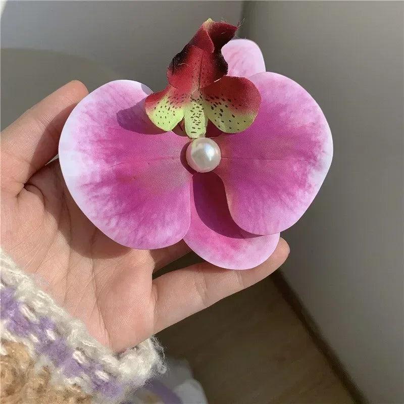 Bohemian, Atmospheric, Butterfly Orchid Edge Clip, Gripper Clip, Photography, Flower Shape, Headwear and Hair Accessories