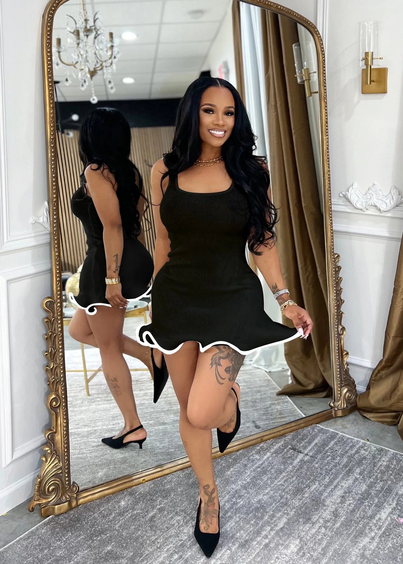 CM.YAYA Women Sleeveless O-neck Tank Mini Dress 2025 Summer Slim Sexy Sweet Club Party Evening High Street Ruffles Dresses