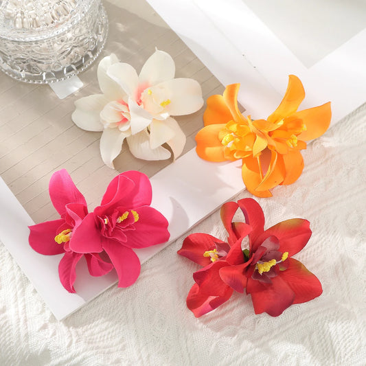 AWAYTR Cattleya Flowers Hairpin Artificial Floral Hair Clips Valentine Headwear Girl Hair Accessories Mother's Day Gift