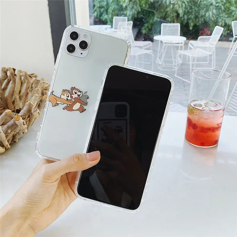 Lovely Chip 'n' Dale Grab an apple Phone Case For iPhone 16 15 14 13 12 11 Pro Max XR XS Max 78 Plus MiNi Y2K Cute Kawaii Cover