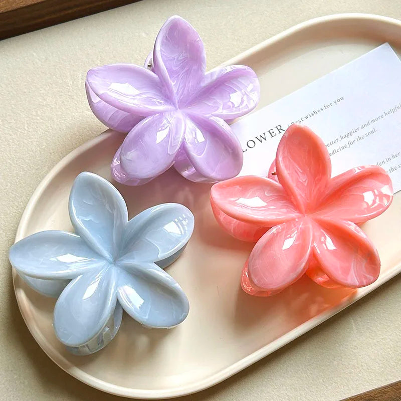 Sweet Flower Hair Claw Clips Hawaiian Flower Shark Hair Clamp Barrettes Headwear For Women Hair Accessories Beach Headwear Gifts