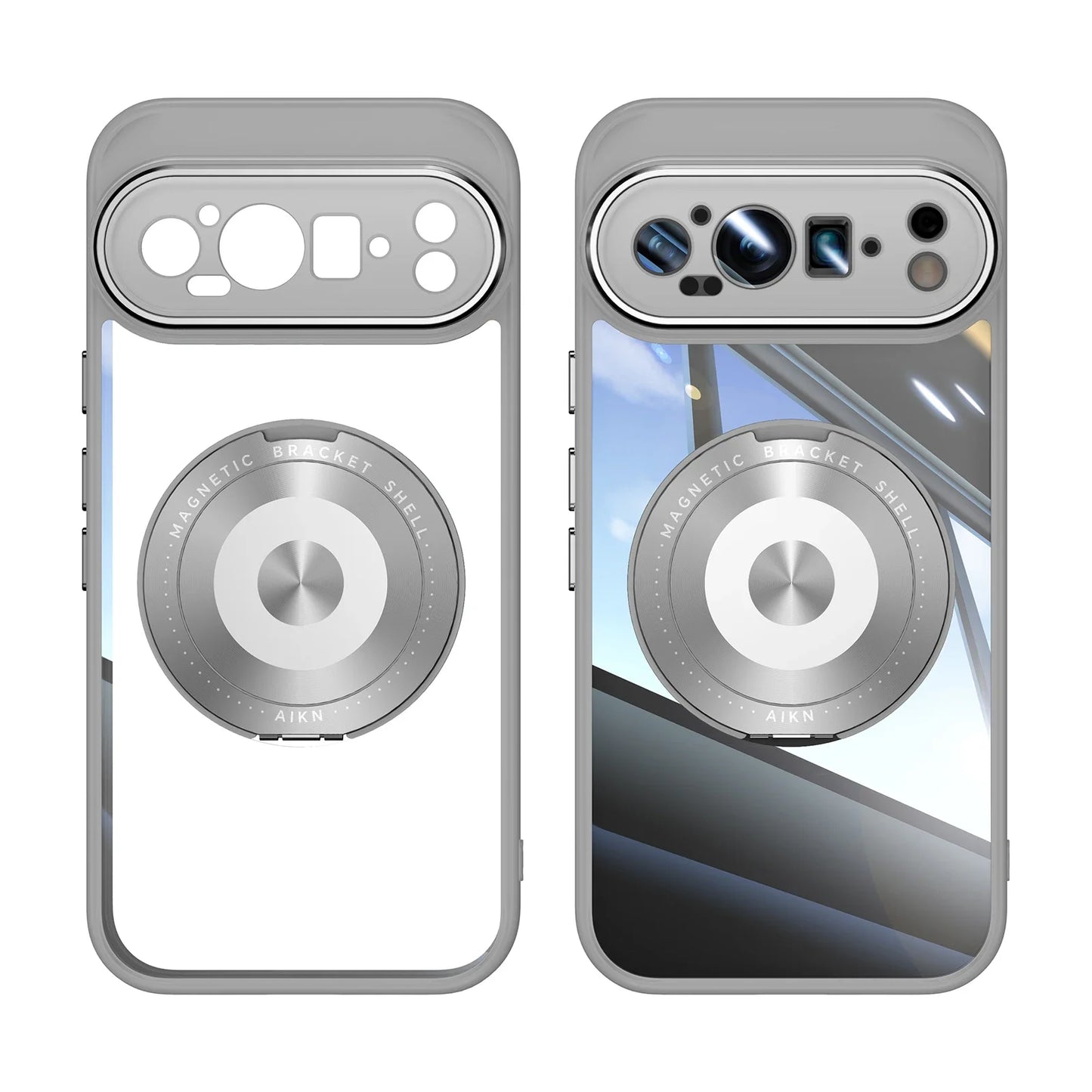 Transparent Acrylic Phone Case for Google Pixel 9 Pro XL 8 A Pro with Magnetic Bracket TPU Shockproof Camera Protection Cover