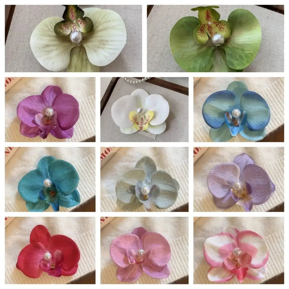 Pince à cheveux en forme de fleur d'orchidée rose, ornement pour cheveux, accessoires pour cheveux, barrettes bohèmes, barrettes latérales, coiffe, épingle à cheveux en forme d'orchidée