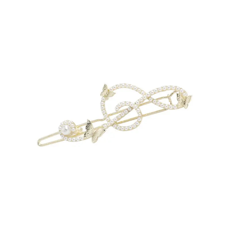 Elegant Musical Note Hair Clip Butterfly Head Piece Hair Accessories Girls Pearl Side Clip Korean Fashion Barrettes