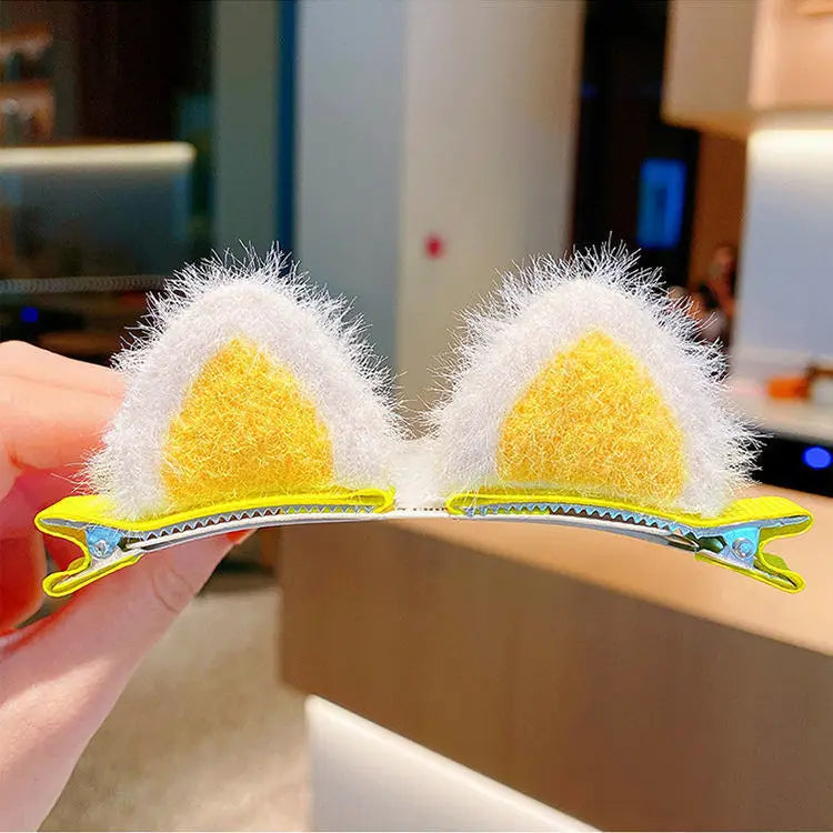 2PCS New Plush Cat Ears Hairpins Girls Hair Clips Hair Accessories Women Cute Sweet Barrettes Kids Fashion Headwear Ornaments