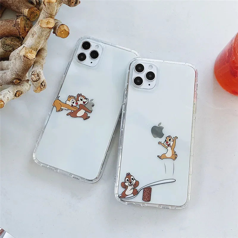 Lovely Chip 'n' Dale Grab an apple Phone Case For iPhone 16 15 14 13 12 11 Pro Max XR XS Max 78 Plus MiNi Y2K Cute Kawaii Cover