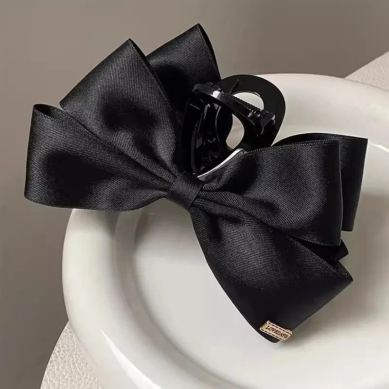New Large Black Fabric Bow Grab Hair Clips Women's New Korean Style Hairpin Fashion Shark Cawl Clips Girls Hair Accessories