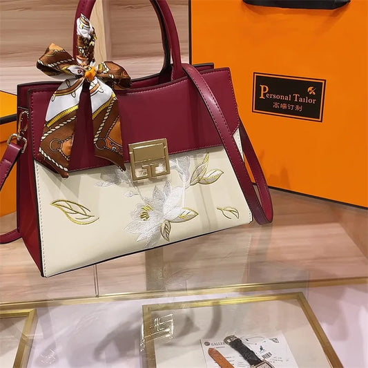 Sac à main élégant brodé pour femme, sac à bandoulière tendance, polyvalent, grande capacité, sac de créateur 7