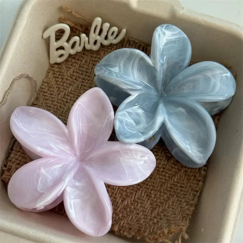 Korean Hawaiian Gradient Flower Hair Claw Clip For Women Girl Fashion Plastic Non Slip Hold Hairpin Barrette Hair Accessories