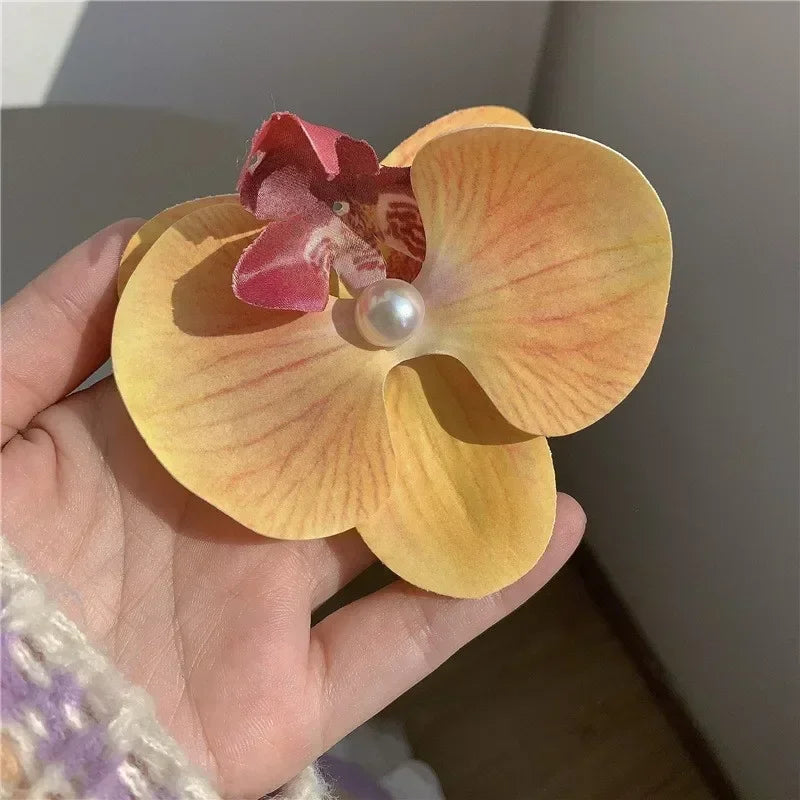 Bohemian, Atmospheric, Butterfly Orchid Edge Clip, Gripper Clip, Photography, Flower Shape, Headwear and Hair Accessories