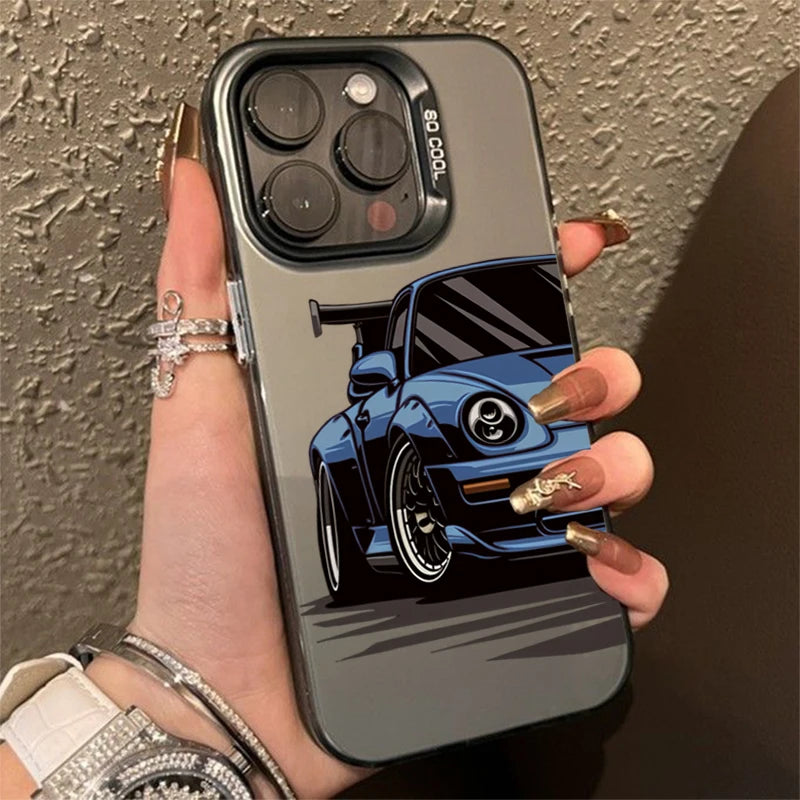 Fashionable Car Print Electroplate IMD Phone Case For Redmi 12 13C For Xiaomi Redmi Note 13 12 11 10 Pro Plus 12S 11S Hard Cover