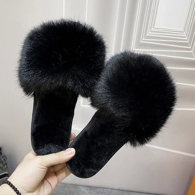 Chaussons d'hiver en fourrure rose pour femme, style kawaii, élégants, confortables et doux, à petit prix