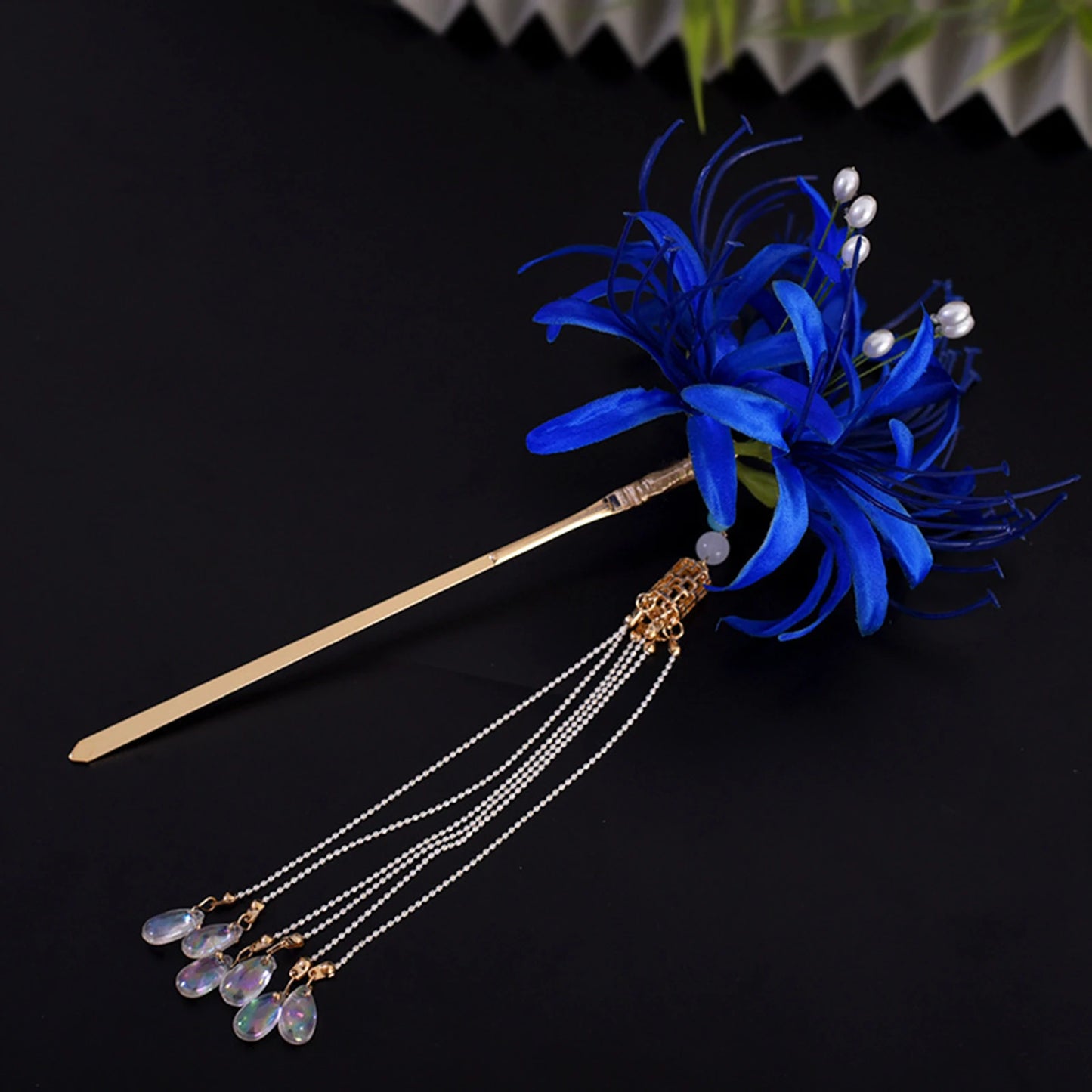 Chinese Hanfu Hair Accessories Red Flower Long Tassels Hair Clip Hairpins Barrettes Vintage Dress Accessories Headwear Jewelry