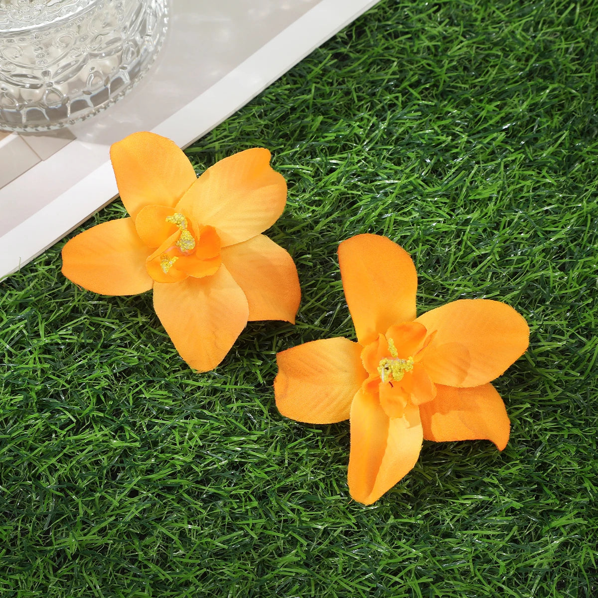 AWAYTR Cattleya Flowers Hairpin Artificial Floral Hair Clips Valentine Headwear Girl Hair Accessories Mother's Day Gift