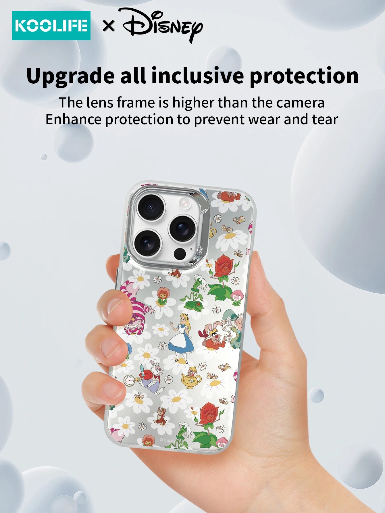 Koolife Alice in Wonderland - Daisy Disney Genuine Authorized Mobile Phone Protective Case for iPhone 11 12 13 14 15 16 Pro Max