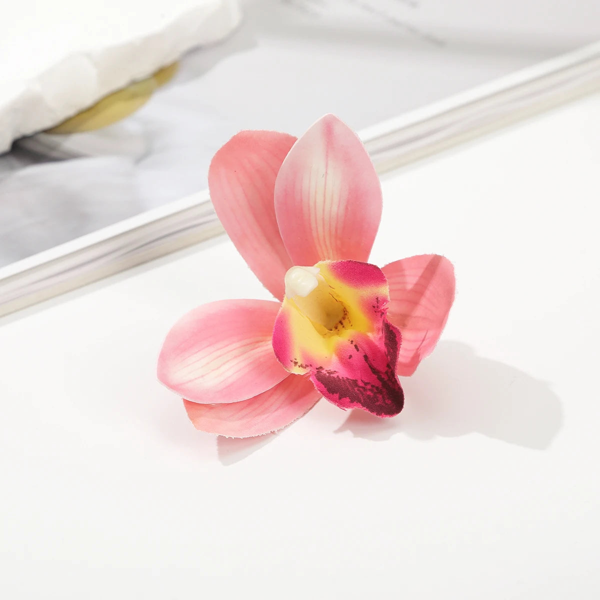 AWAYTR Cattleya Flowers Hairpin Artificial Floral Hair Clips Valentine Headwear Girl Hair Accessories Mother's Day Gift