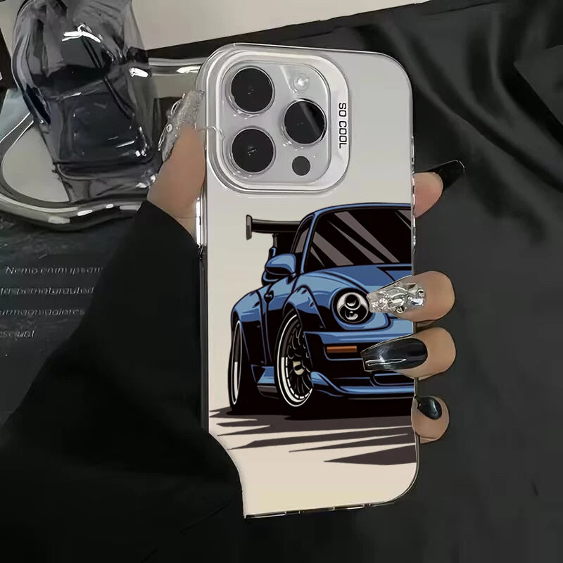 Fashionable Car Print Electroplate IMD Phone Case For Redmi 12 13C For Xiaomi Redmi Note 13 12 11 10 Pro Plus 12S 11S Hard Cover