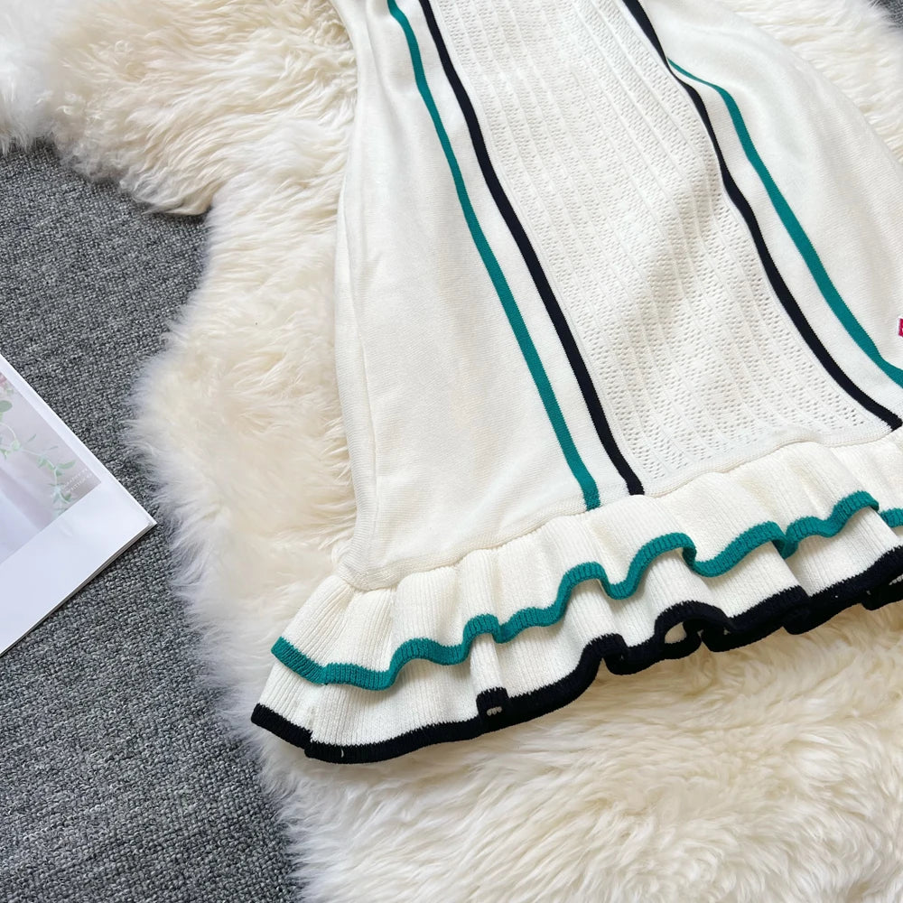 YuooMuoo – Mini robe tricotée tendance pour femme, tenue de soirée sexy et tendance, à volants, style streetwear