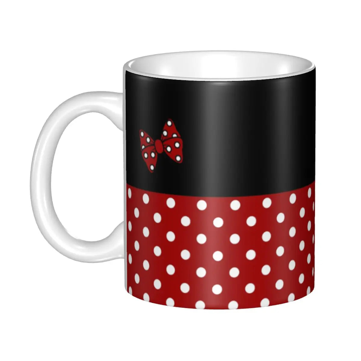 Cartoon Minnie Red Pink Coffee Mugs DIY Custom Polka Dot Bow Mouse Ceramic Mug Cup Creative Present