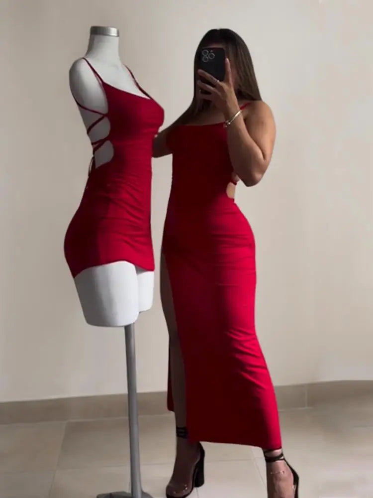 2024 explosive new dress summer high sensitivity halter strap Spice Girl bag hip dress