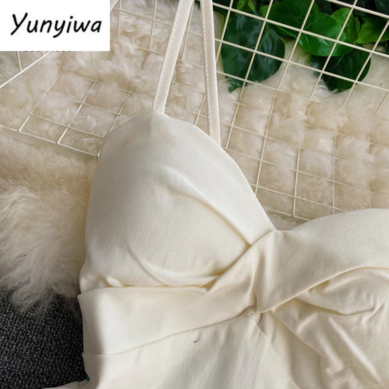 Ins Fashion Slim High Waist Asymmetrical Women Dress 2021 New Summer Elegant White Black Party Dress Ladies Dresses