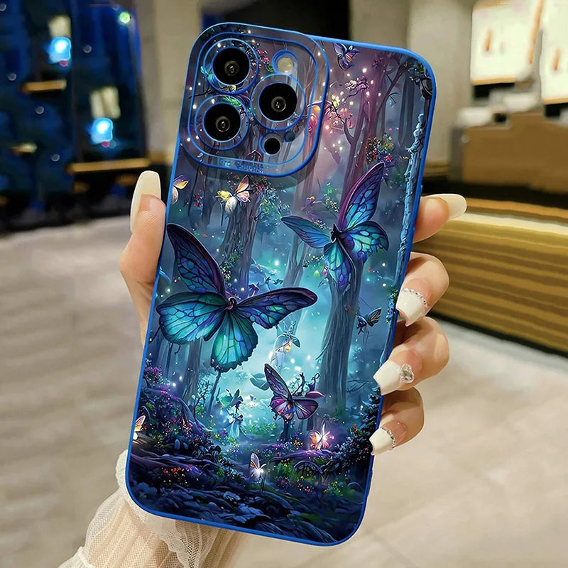 Case for iPhone 16 Glow In The Dark Butterfly Design Phone Case for iPhone 15 14 13 12 11 Pro Max X XR XS 7 8 Plus SE2 16E Cover