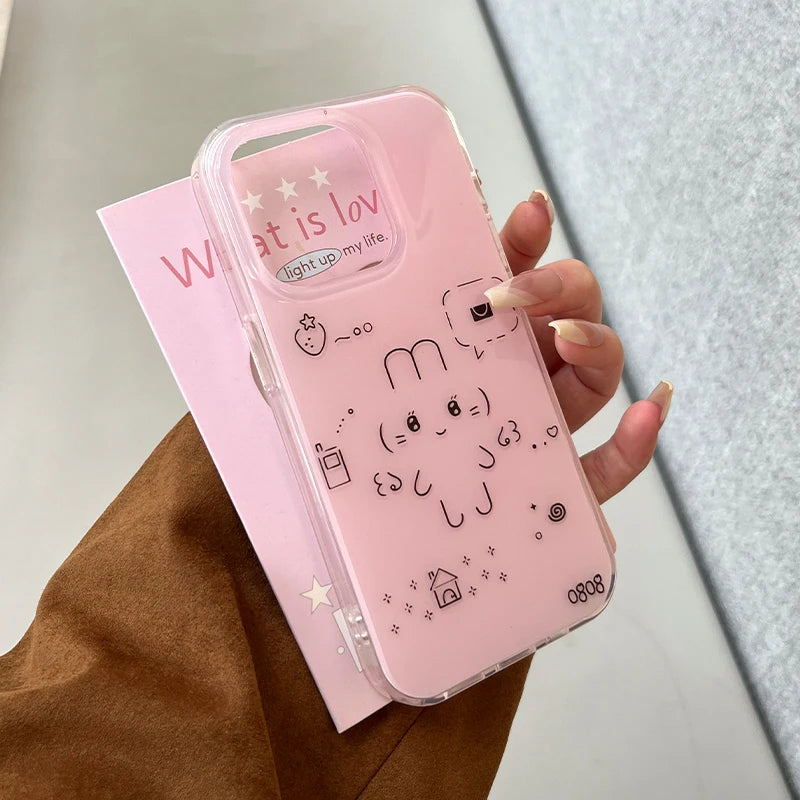 Korean Cute Line Rabbit Cat Cases suitable for iPhone 16 promax mobile phone case 15 Plus 14 iPhone xsmax mobile phone case