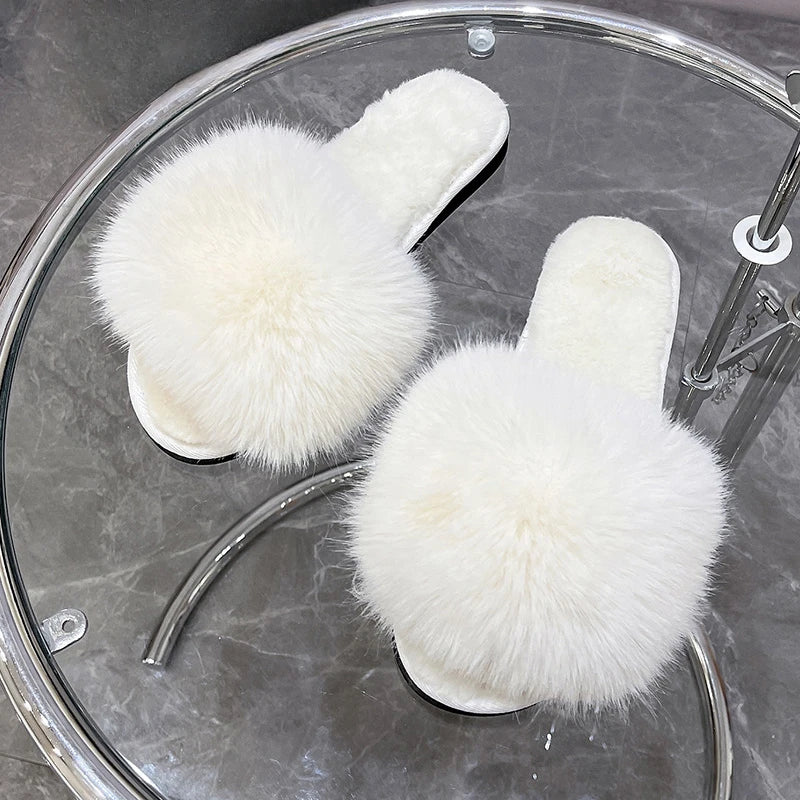 Chaussons d'hiver en fourrure rose pour femme, style kawaii, élégants, confortables et doux, à petit prix
