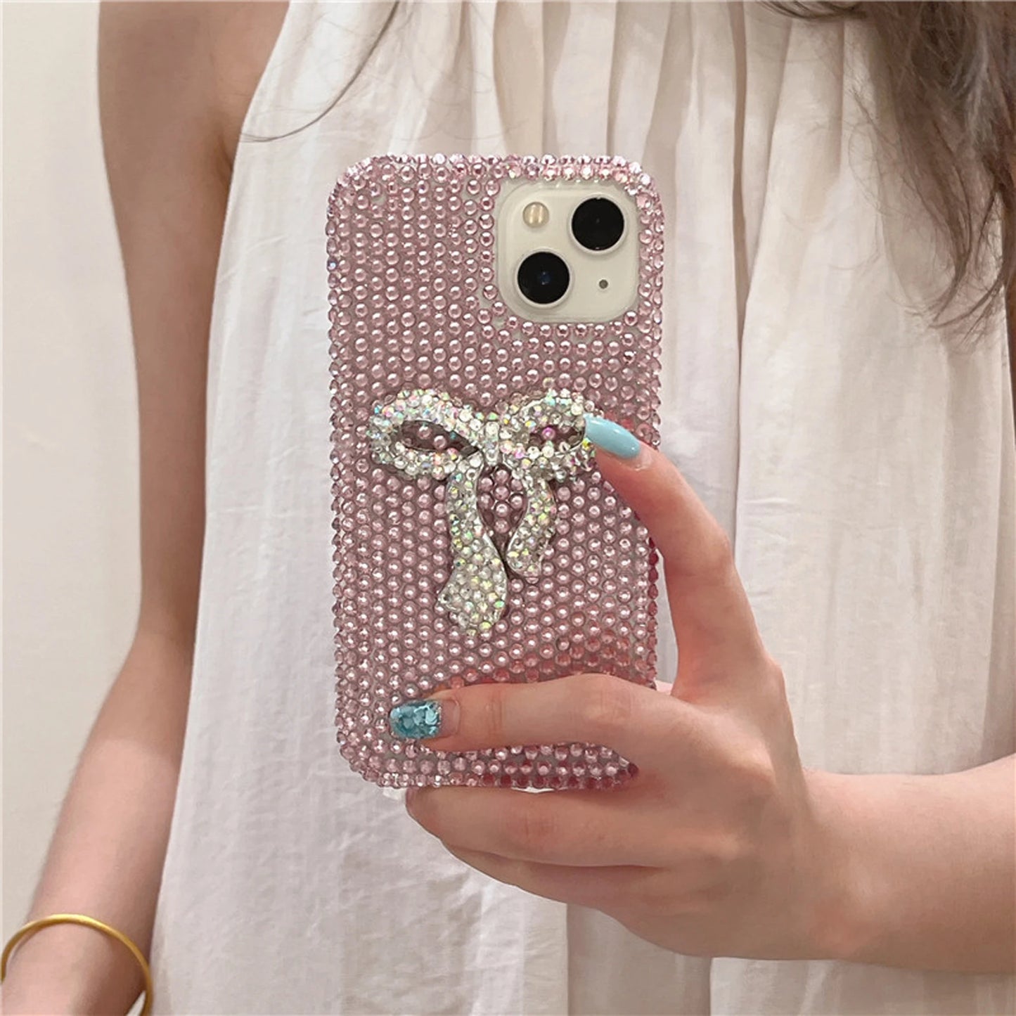 Luxury Full Diamond Bow Case Sparkling Cute Phone Case Protective Cover for iPhone 16 Pro Max Case