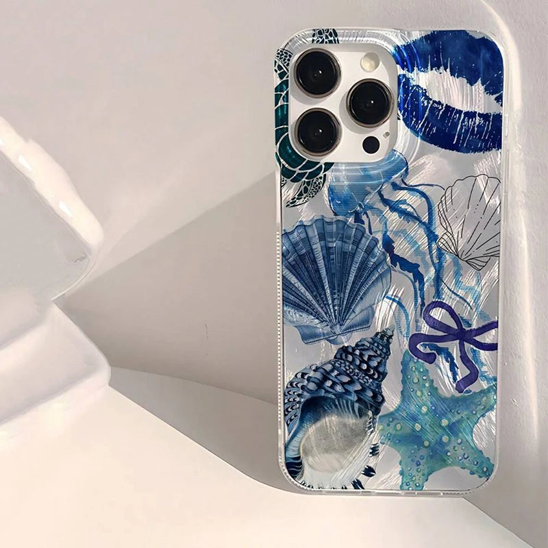 Seaside Scenery Wave Beach Pattern Phone CaseFor iPhone 15 16 14 13 12 11 Pro Max 16E XS XR Max 7 8 16 Plus SE2 Shockproof Cover