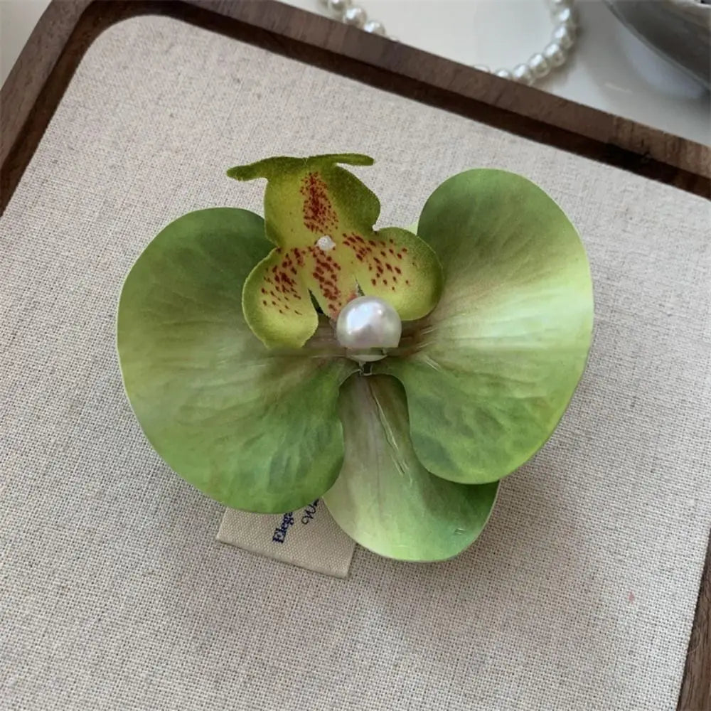 Pince à cheveux en forme de fleur d'orchidée rose, ornement pour cheveux, accessoires pour cheveux, barrettes bohèmes, barrettes latérales, coiffe, épingle à cheveux en forme d'orchidée