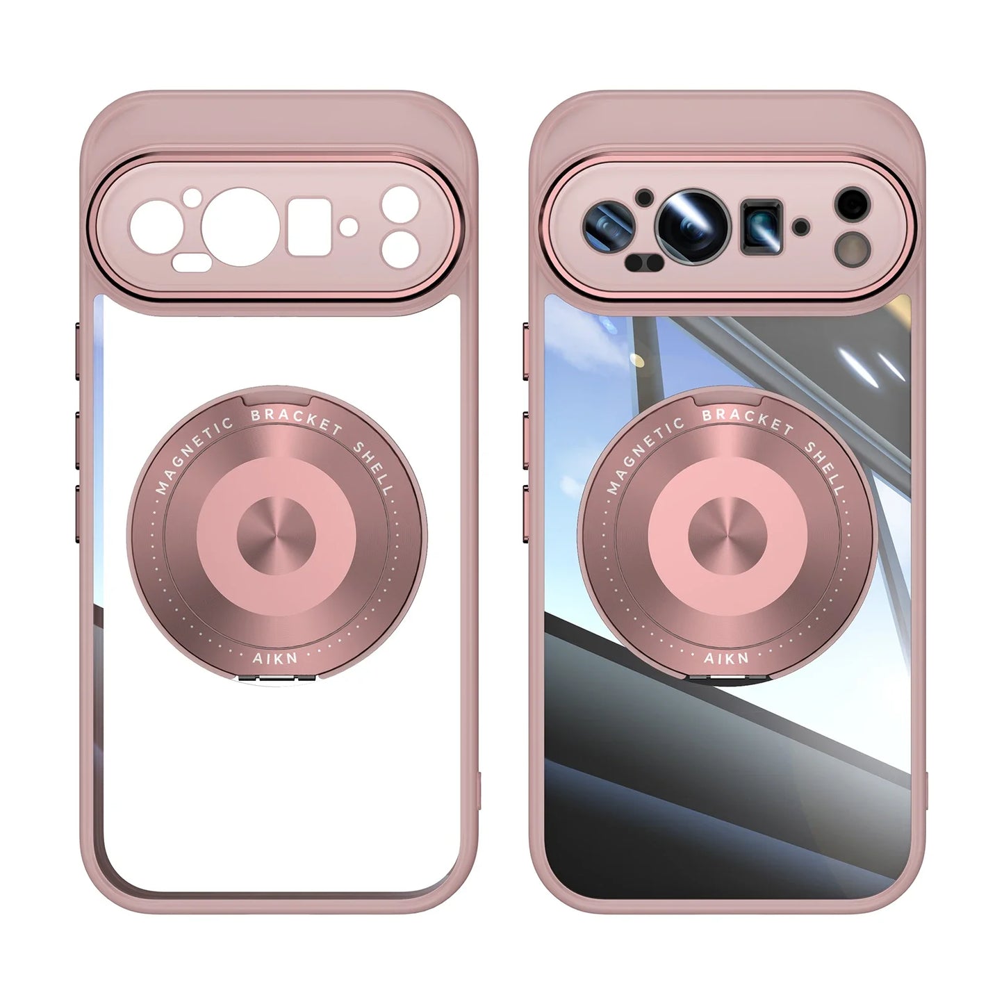 Transparent Acrylic Phone Case for Google Pixel 9 Pro XL 8 A Pro with Magnetic Bracket TPU Shockproof Camera Protection Cover