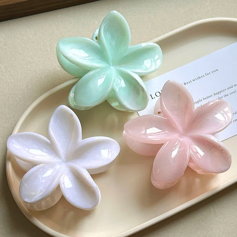 Sweet Flower Hair Claw Clips Hawaiian Flower Shark Hair Clamp Barrettes Headwear For Women Hair Accessories Beach Headwear Gifts