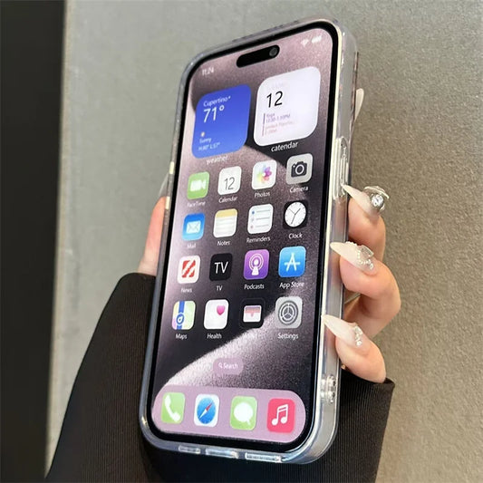 Pink Peony Lotus Print Phone Case for IPhone 16 15 14 13 12 11 Pro Max 15 Pro XS XR 7 8 Plus 16e Shockproof Silver Plated Cover