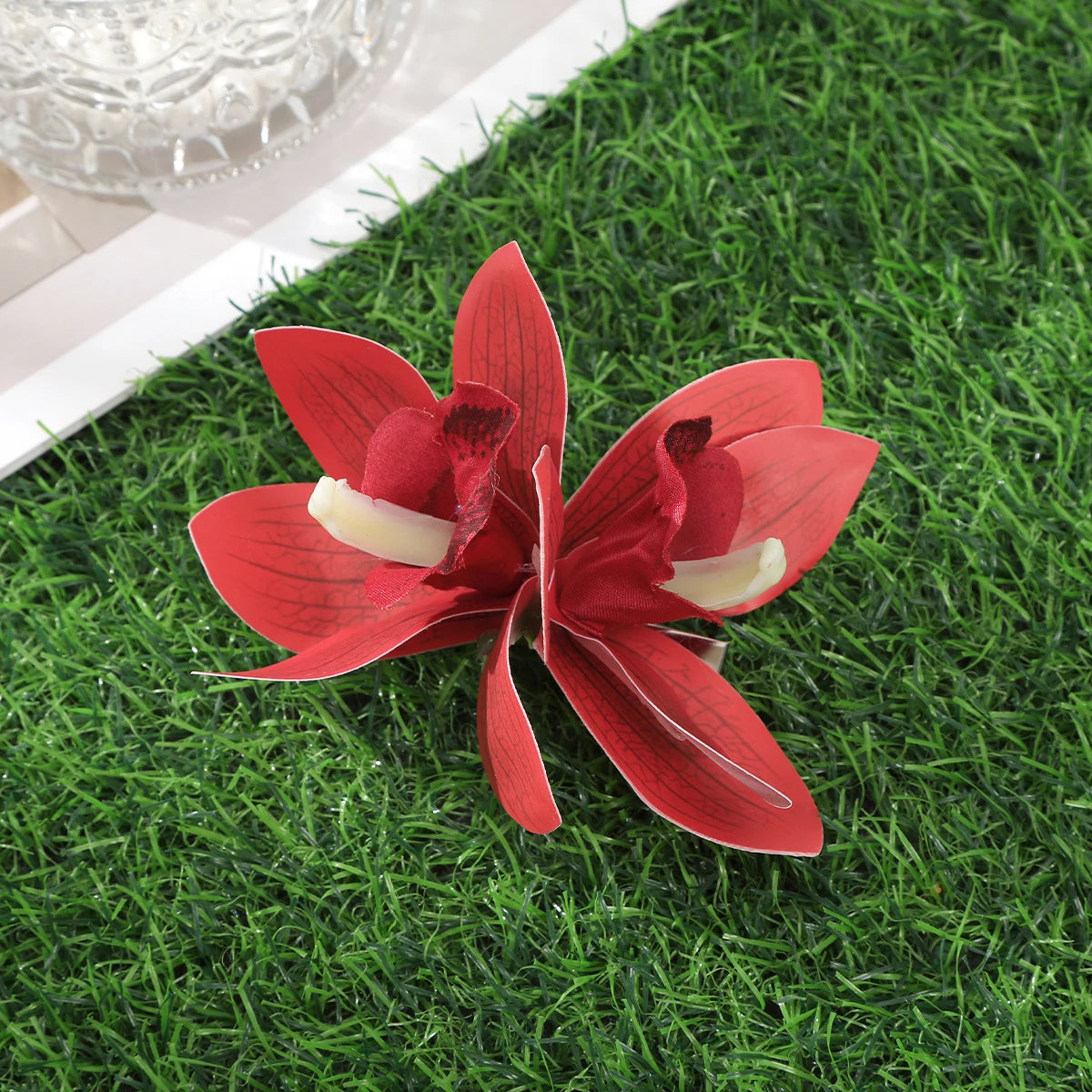 AWAYTR Cattleya Flowers Hairpin Artificial Floral Hair Clips Valentine Headwear Girl Hair Accessories Mother's Day Gift