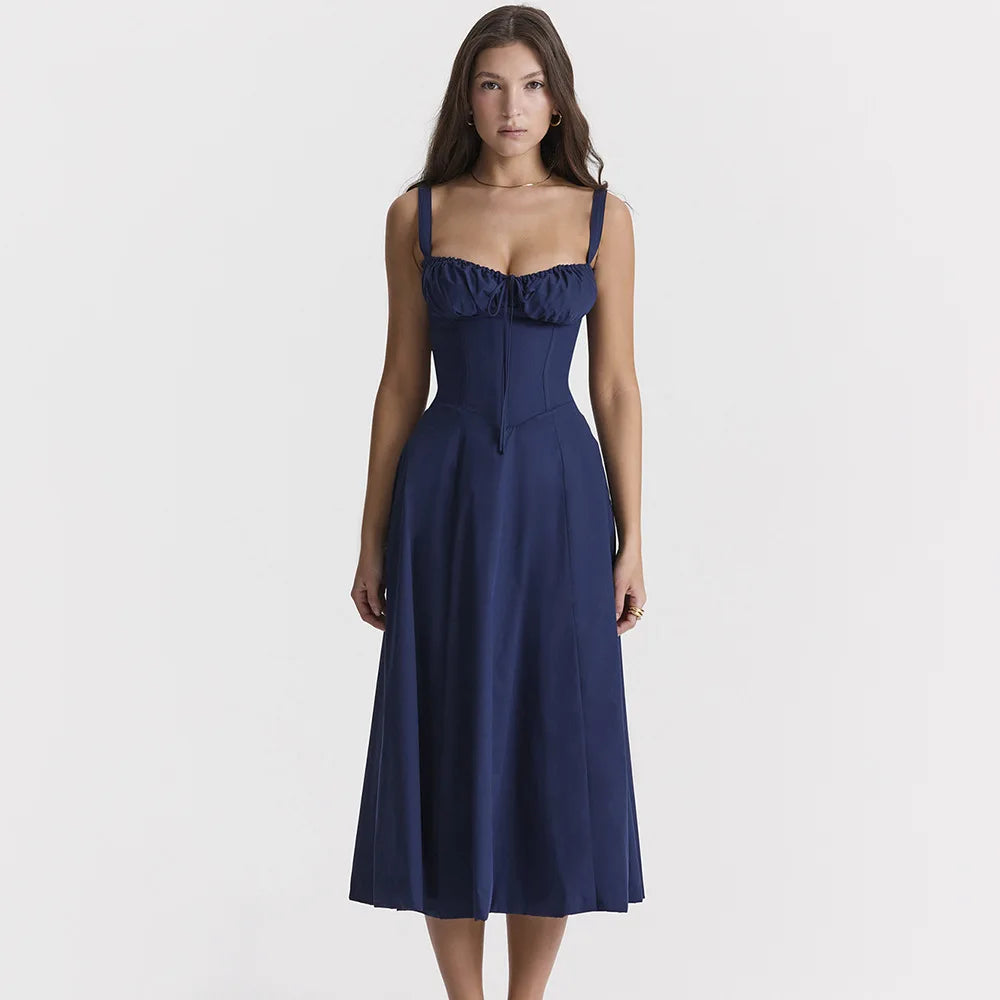 Mingmingxi – Robe d'été à imprimé floral, élégante, mi-longue, bretelles spaghetti, à lacets, coupe trapèze, décontractée, vêtements pour femmes, 2024