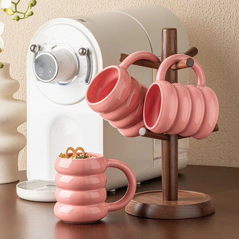 Pink Donuts High-value Ceramic Cups, Creative Coffee Milk Cups, Household Large-capacity Water Cups, Couple Mugs