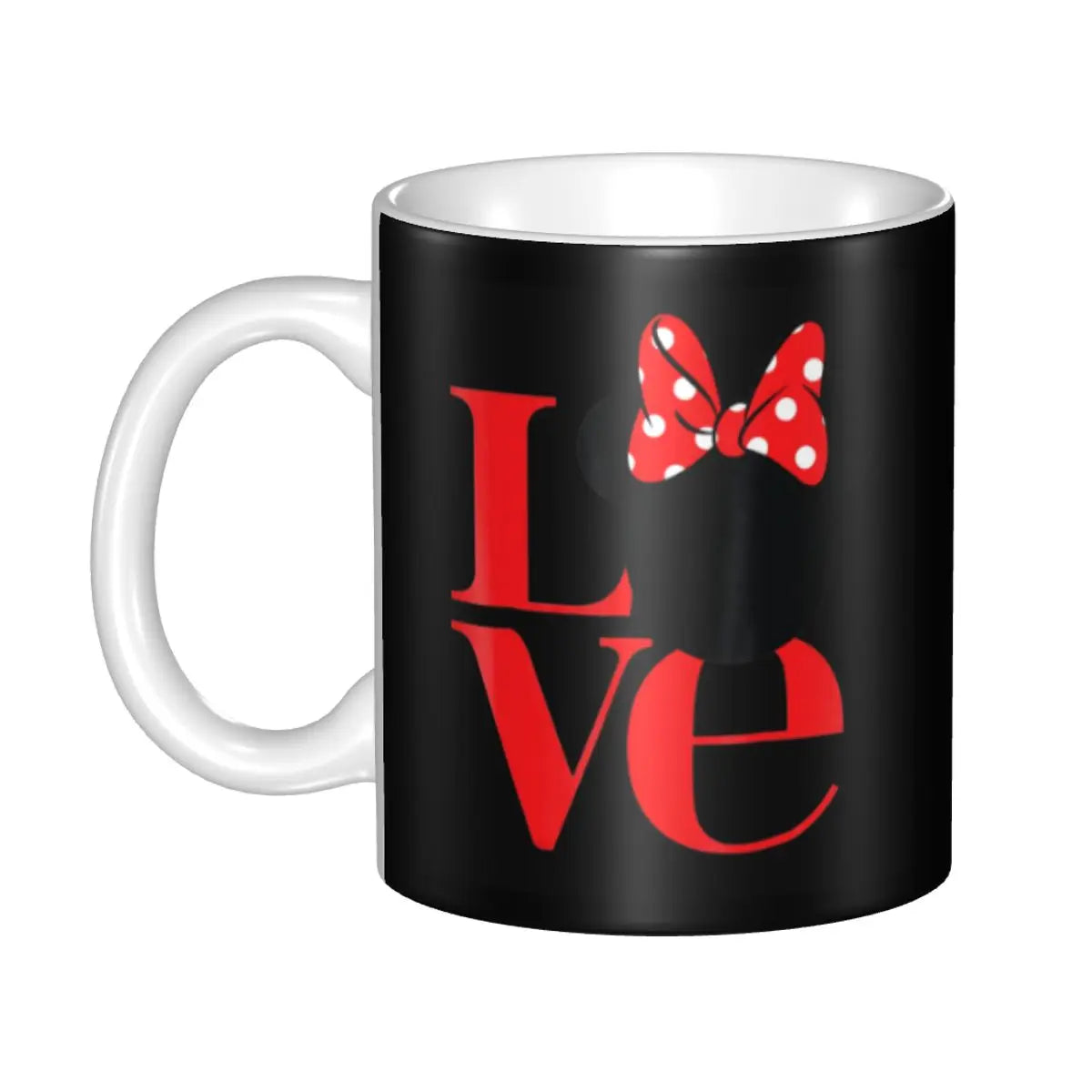 Cartoon Minnie Red Pink Coffee Mugs DIY Custom Polka Dot Bow Mouse Ceramic Mug Cup Creative Present